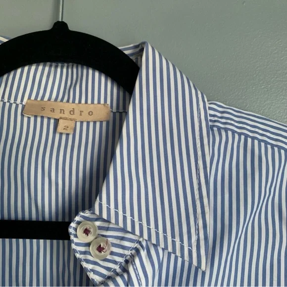 Sandro Striped Button Up Top 2 - Picture 3 of 3